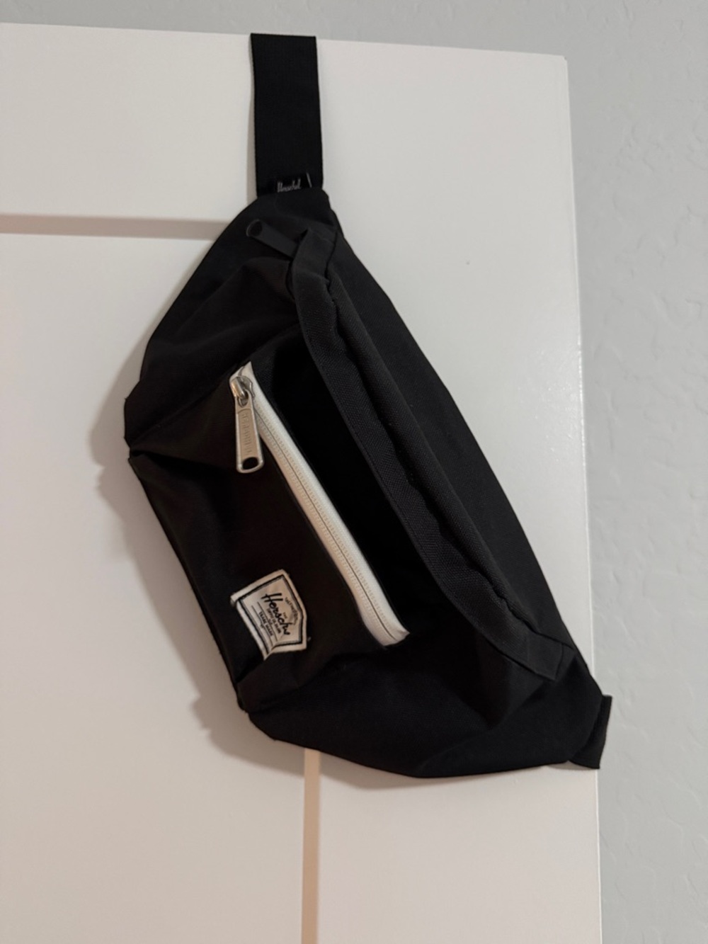 Herschel Supply Company Black Belt Bag with White Zipper